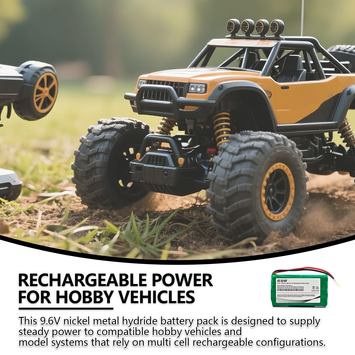 ROWSHEP (2-Pack) 9.6V 2000mAh Ni-MH Rechargeable Battery Pack for
